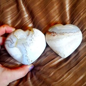 💞PAIR OF OCEAN JASPER /CRAZY LACE / FLOWER AGATE PUFFY PALMS 💕